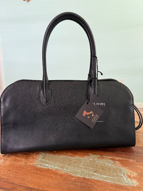 Claudia Firenze Handbags - NWT Claudia Firenze East West Satchel Black Leather Bag